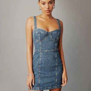Reformation Nikki denim bustier dress, size 2